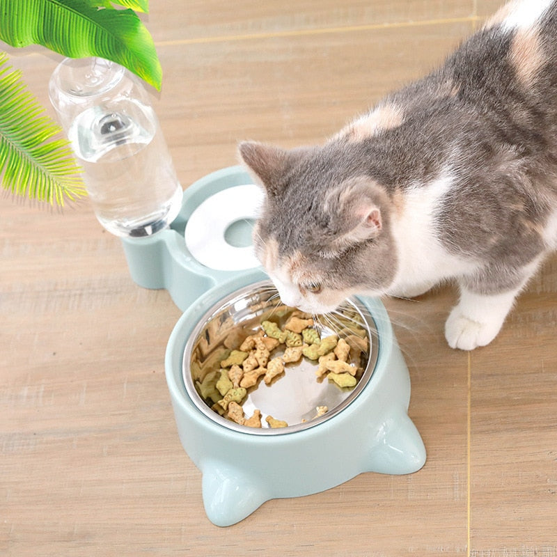 Blue Pet Dog Cat Bowl Fountain Automatic Food Water Feeder Container For Cats Dogs