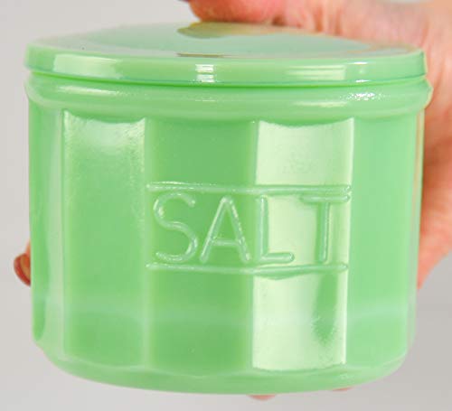 Jadeite Glass Salt Cellar with Lid, Vintage 1950's Style Kitchen Decor