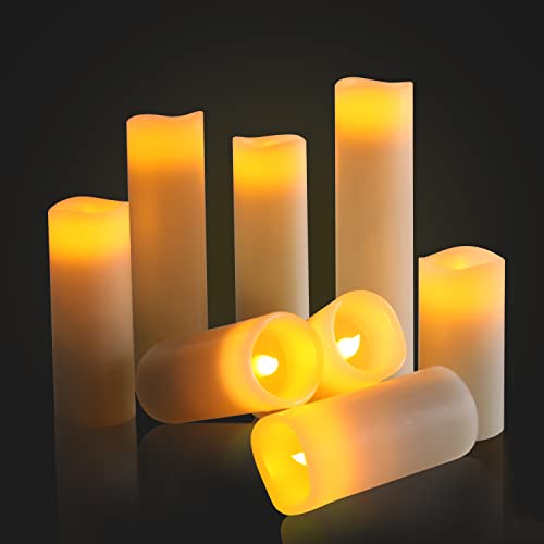 Flameless Candles Battery Operated Candles 4" 5" 6" 7" 8" 9" Set of 9 Ivory Real Wax