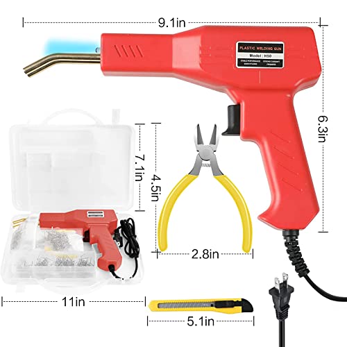 Plastic Welding Machine Car Bumper Repair Kit, 50W Hot Stapler - 4 Types of Staples