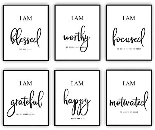 Inspirational Wall Art - Motivational Room Decor Positive Quotes 6 PCS, 8x10 No Frames