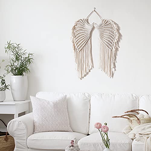 Macrame Angel Wings Wall Hanging Woven Angelic Tapestry, Rope Wings -15.7"W x 28.1"L