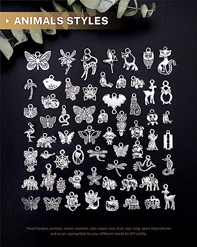 300 Pcs Tibetan Silver Bulk Charms For Jewelry Making Supplies Kit Craft Accessories