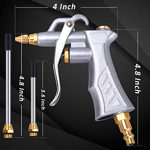 Professional Air Blow Gun Set with Copper Adjustable Air Flow Nozzle and 2 Steel Air flow Ext