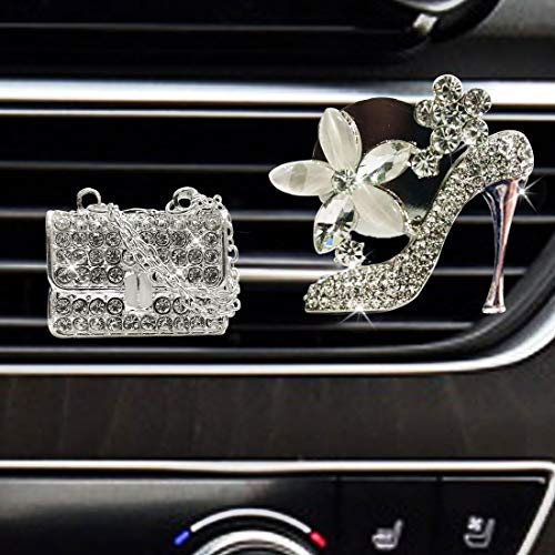 2 Pieces - Bling Car Decor High Heel Shoe & Fashion Bag Car Air Vent Clip-On Ornament