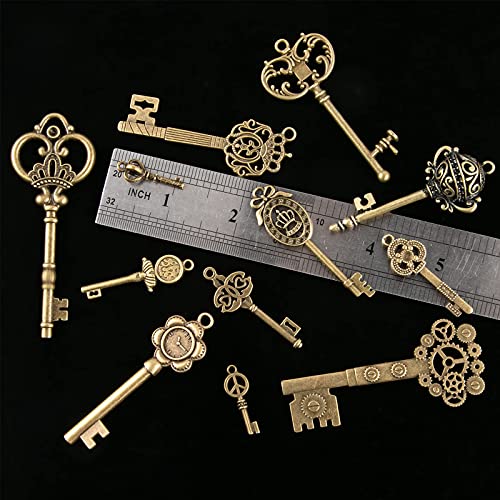 12 PCS Antique Bronze Vintage keys Charm Set