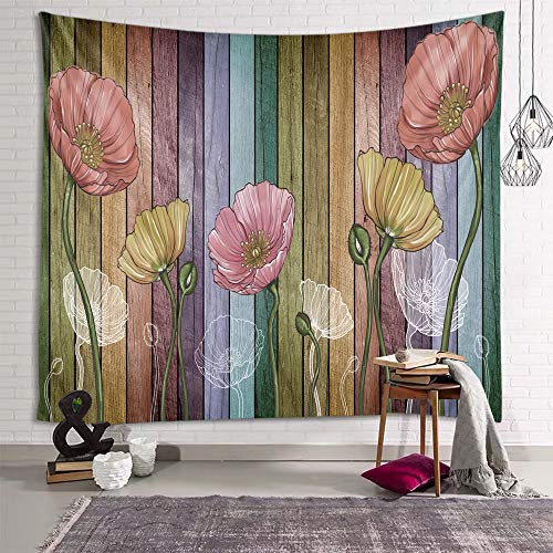 LARGE, Retro Wood Plank Flower Wall, W78" x L59"